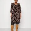 ONLY CARMAKOMA Caranita Denizia 3/4 Blk Drs Aop - Day Dress