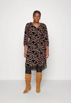 ONLY CARMAKOMA Caranita Denizia 3/4 Blk Drs Aop - Day Dress