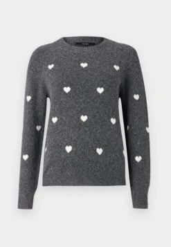 Vero Moda VMDOFFY INTARSIA - Jumper - Dark Grey Melange/white -Zalando UK-Outlet f4a806aeed594c8c848fda4b3976df5b