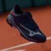 Mizuno WAVE EXCEED COURT CLAY - Clay Court Tennis Shoes - Odyssey Gray/white/blue Granite