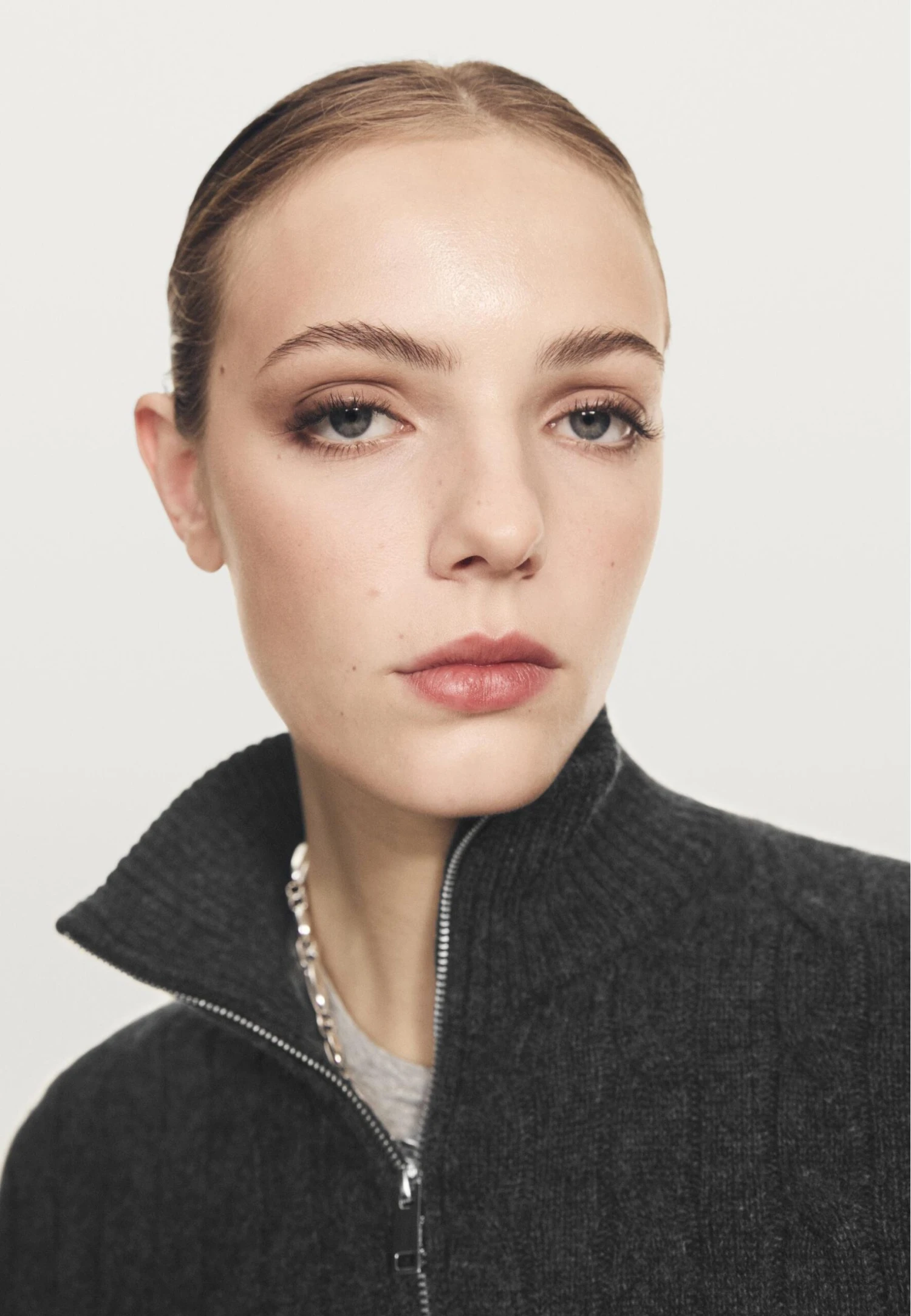 Massimo Dutti HIGH NECK WITH ZIP - Jumper - Grey 3 Massimo Dutti HIGH NECK WITH ZIP - Jumper - Grey - Image 3