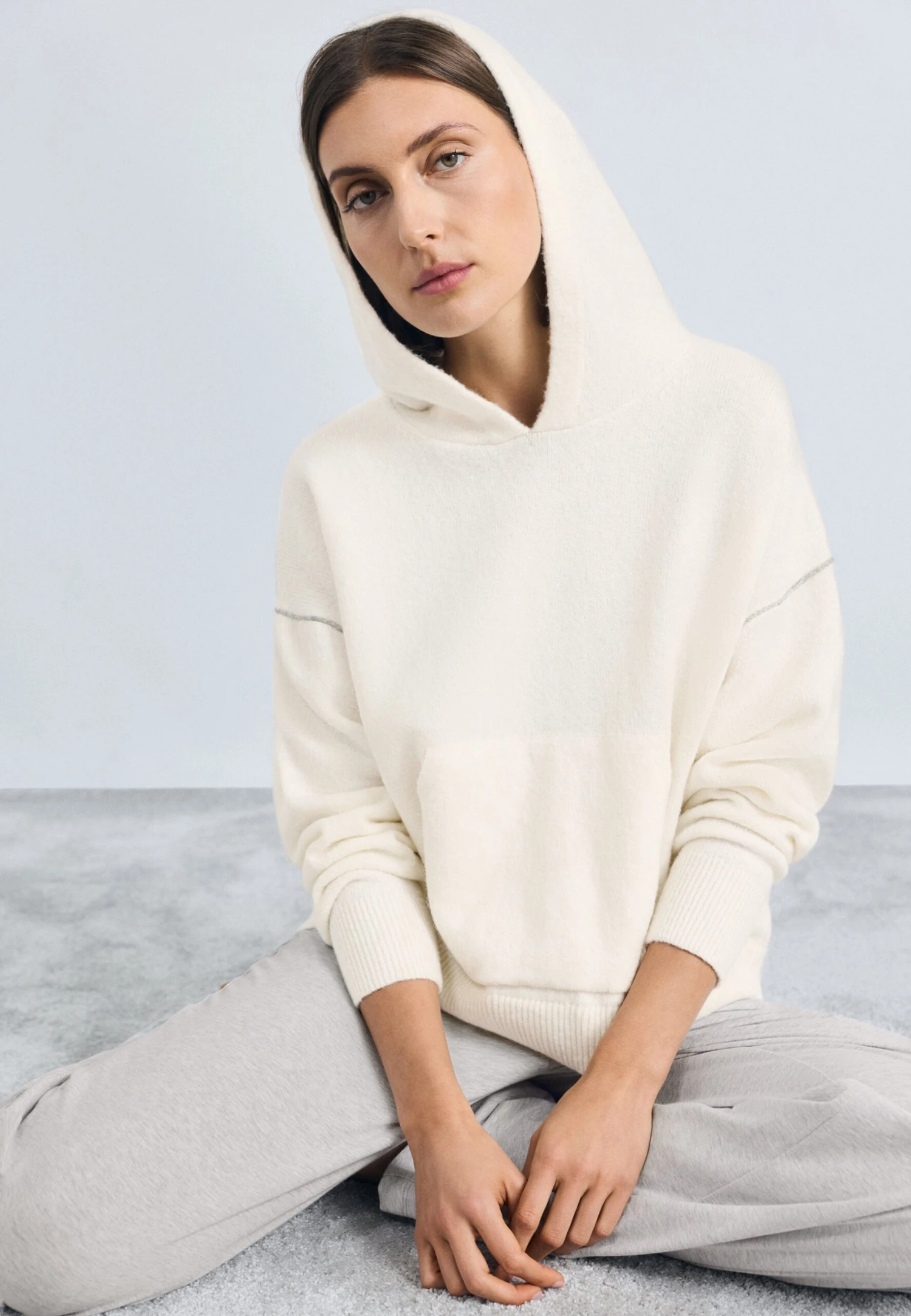 CALVIN KLEIN UNDERWEAR PLUSH HOODIE PLUSH - Pyjama Top - Ivory 1 CALVIN KLEIN UNDERWEAR PLUSH HOODIE PLUSH - Pyjama Top - Ivory